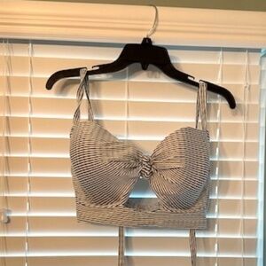 Halter striped swimsuit top